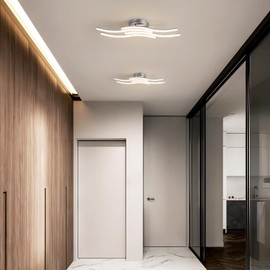 Osairous Modern LED Ceiling Light, 24 W, 2300 lm, Acrylic Curved Design, Neutral White, 4000 K for Living Room, Bedroom, Kitchen Hallway and Bedroom, 53 cm