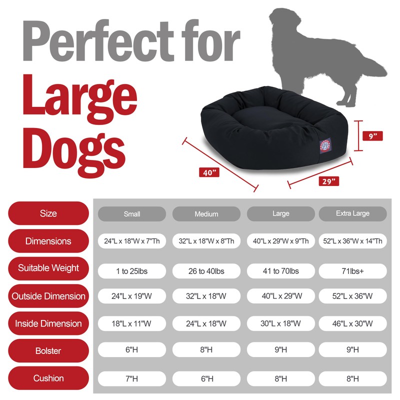 Majestic Pet 40 Inch Large Orthopedic Washable Donut Bed for