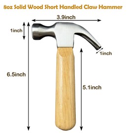 Mini Claw Hammer, Wooden Short Handle Claw Hammer 8 OZ Household Small Hammer Portable Mini Hammer