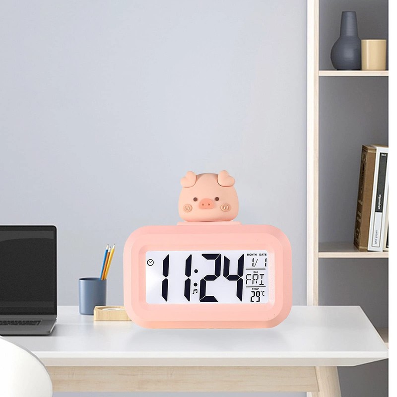 Pssopp Cute Digital Alarm Clock, Desk Shelf Clocks, Cute Electronic