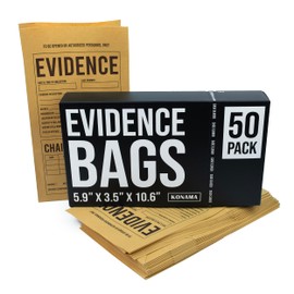 50 Pack Brown Paper Evidence Bags 5.9'' X 3.5'' X 10.6'' - Ideal for Evidence Collection, but also as Murder Mystery Party Favors, Police Party Favors or as Detective Party Supplies.