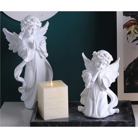 Bellarino Angel Figurine Object, Praying Angel, Interior, Peace, Praying Angel Statue, Gardening, Crafts, Gift, Present, Resin, White (C)