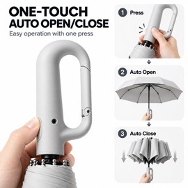 Automatic Folding Umbrella for Rainy Commutes – 20-Rib Reinforced 105CM Canopy with Large Buckle Handle