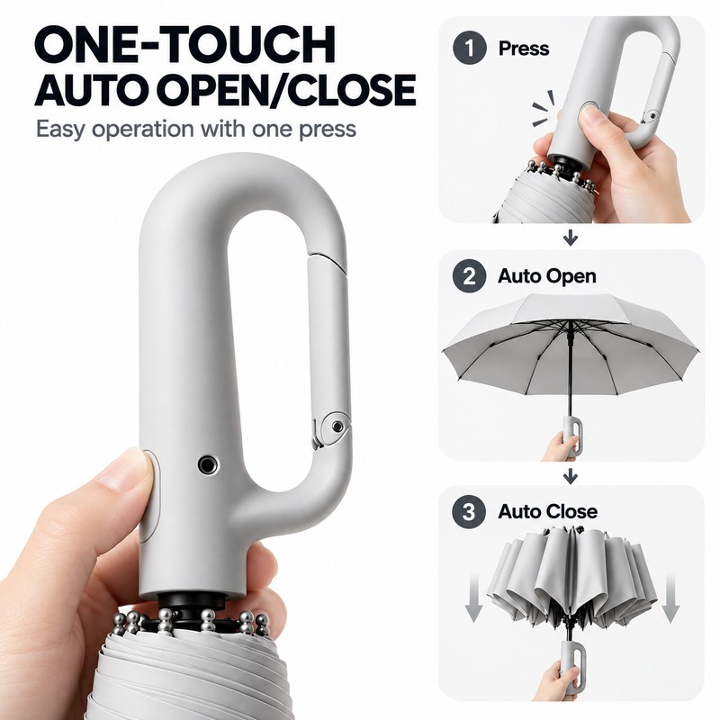 Automatic Folding Umbrella for Rainy Commutes – 20-Rib Reinforced 105CM