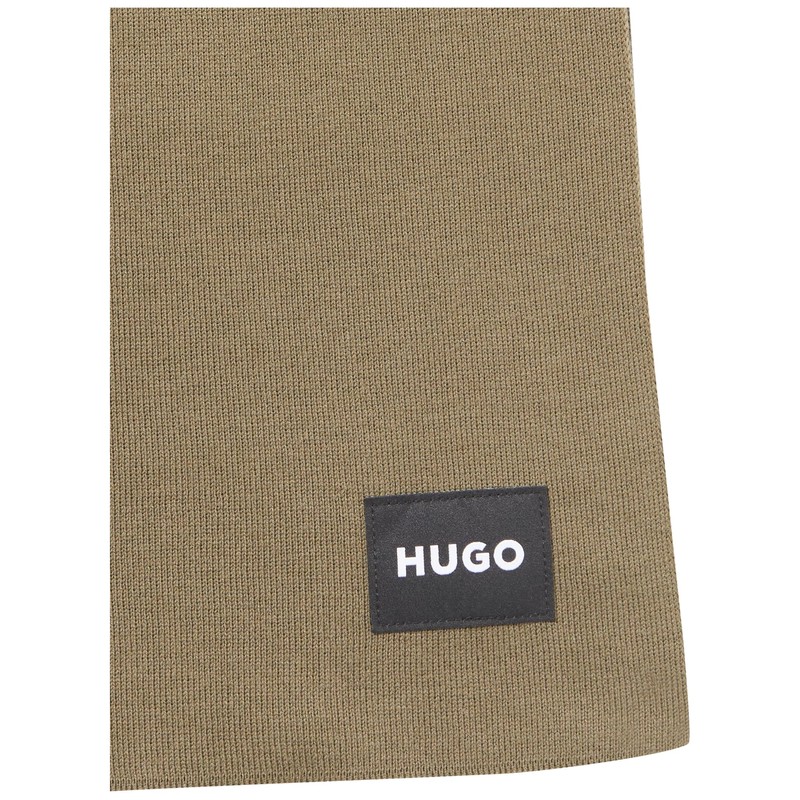 HUGO Knitted Plain Scarf with Rubberized Logo, spinach green, PCE.