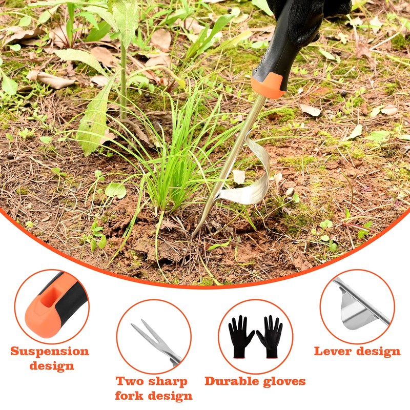 BokingOne Hand Weeder Tool - V-Shaped Stainless Durable Unique Lever