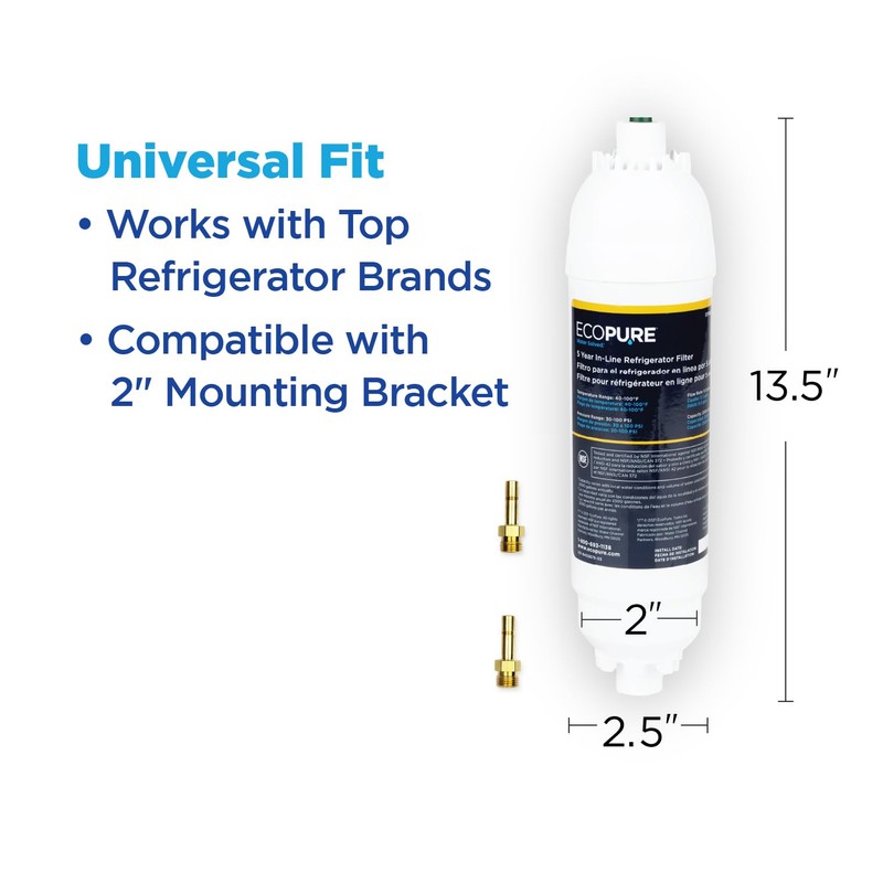 EcoPure EPINL30 5-Year In-Line Refrigerator Water Filter – Universal Fit