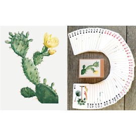 FLONZGIFT Cactus and Succulents Playing Cards (Poker Deck 54 Cards All Different) Vintage Antique Botannical Books Illustration by Pierre Redoute
