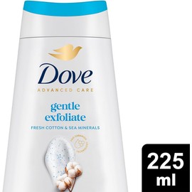 Dove Jabón Líquido Corporal Exfoliación Suave, para una piel hidratada, sedosa y radiante, con minerales exfoliantes y humectantes naturales 225 ml