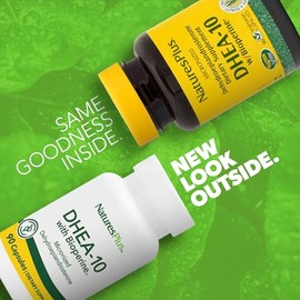 NaturesPlus DHEA-10 - Apoya la energía, la salud inmunológica y el envejecimiento saludable - 90 cápsulas - Vegano, sin gluten - 90 porciones