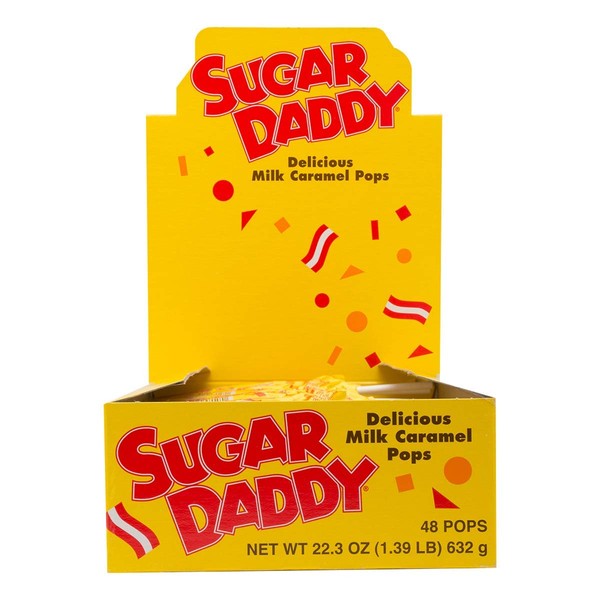 Sugar Daddies Milk Caramel Pops, 48-Count 0.47 oz. Pops – Long Lasting Caramel Lollipops with Pop-Up Display Box for Office, Classroom, Holidays (1.39 lb.)