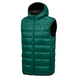 Mapamyumco Men’s Lightweight Puffer Vest with Hood, Water-Resistant Sleeveless Jacket for Hiking Ski Alpine Green XL