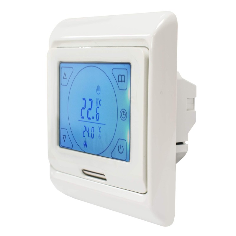 Touch Screen Digital Under Floor Heating Thermostat in White -
