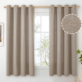 BGment Taupe Thick Linen Curtains for Bedroom 63 Inch Length 2 Panels, Privacy Textured Window Curtain Drapes Light Filtering for Living Room Office with Grommet Top, Each 52 Inch Wide