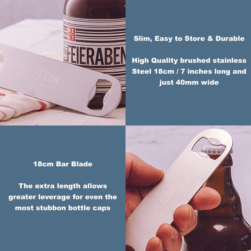 FLOW Barware Bar Blade, 18cm Steel Bottle Opener | Heavy