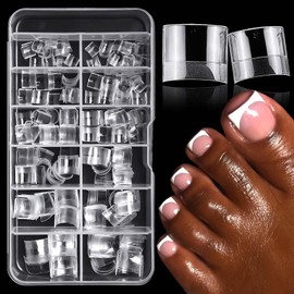 LuckForever 240pc Fake Toenail Soft Gel Toe Nail Tips Clear French Toenails Short Square Fake Nail for Toes, 12 Sizes False Toenail Clear Toes Nail Tips for Gel/Acrylic Press onToenails Extension
