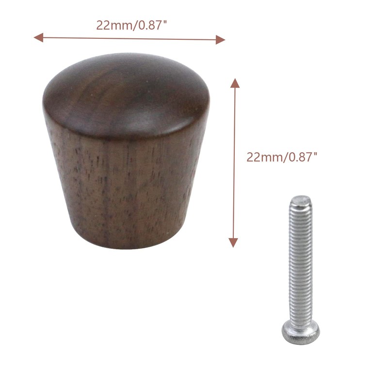Savagrow 6pcs Wood Cabinet Knobs Cone Shape Walnut Wood Drawer