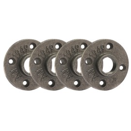 3/4" Heavy Duty Floor Flange, Home TZH 4 Pack Malleable iron Pipe Flange for Industrial vintage style, Flanges with Threaded Hole for DIY Project/Furniture/Shelving Decoration(3/4", 4)