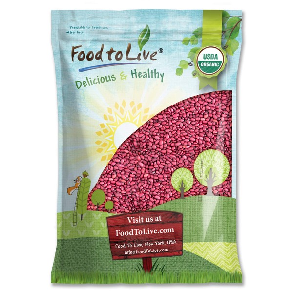 Food to Live Organic Small Red Chili Beans, 15 Pounds - Non-GMO, Kosher, Vegan, Dry, Raw, Sproutable, Non-Irradiated, Bulk, Product of the USA