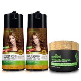 Herbishh Hair Color Shampoo for Gray Hair - Champú de color enriquecido Fórmula para teñir el cabello - Champú y acondicionador para teñir el cabello 