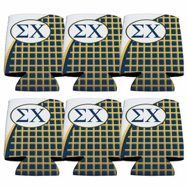 Sigma Chi Can Cooler Set of 6 - Plaid FREE SHIPPING