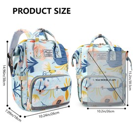 LEcylankEr Changing Bag Backpack Baby Changing Backpack Large Nappy Backpack Multifunctional Nappy Bag with Multiple Compartments Baby Changing Bags for Travel Gift for New Parents, Blue-floral, L