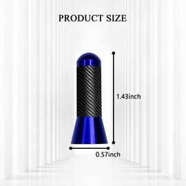 PVOTAWP Carbon Fiber Car Short Antenna, 1.43 Inch Universal Stubby Antenna Decoration Replacement, Mini Aerial Antenna with Aluminum Threading Screw for FM AM Radio Reception (Blue)