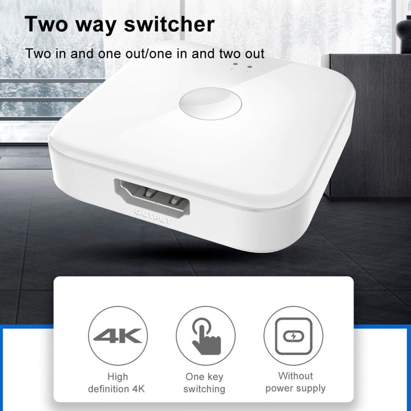 Goshyda Hdmi Splitter, ABS White Double Way Switcher, 2 In