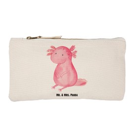 Mr. & Mrs. Panda Axolotl Small Make-Up Bag, Gift, Newt, Makeup, Pencil Case, XXL, Happy, Pencil Case, Satisfied, White, Hand Drawn