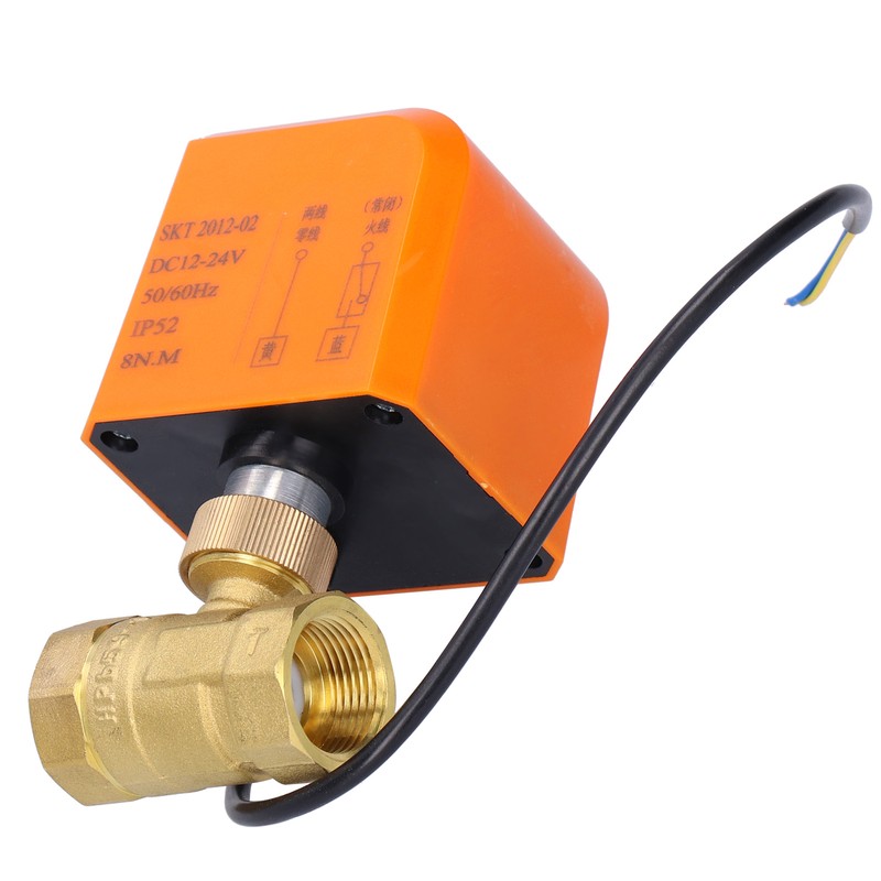 DN20 Professional 2 Way Electric Ball Valve DC12/24V 2‑Wire Brass