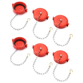 QWORK 2-1/2" NST/NH Plastic Fire Hose Connection Standpipe Cap Fitting and Chain Fire Equipment, Red - 6 Pack Anti Theft FDC Caps
