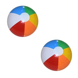 Ruwado 2 Pcs 7.8 Inch Inflatable Beach Balls Rainbow Plastic Colored Beach Ball for Beach Pool Party Favors Water Summer Supplies Decoration Outdoor Activities (Colorful)