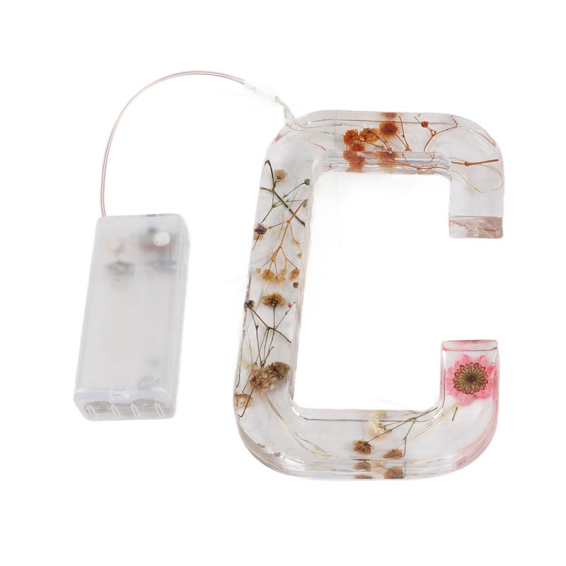 Floral Resin Letter Light Dry Flower and Alphabet Shape LED