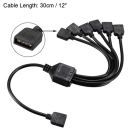 uxcell ARGB Splitter Cable 5V 1 Female to 6 Female 3 Pin Extension Connector Cord Wire for 5050 3528 LED Light Strips 30cm Length