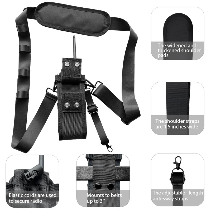 Radio Strap Holster for Firefighters, Adjustable Wide Shoulder Strap with