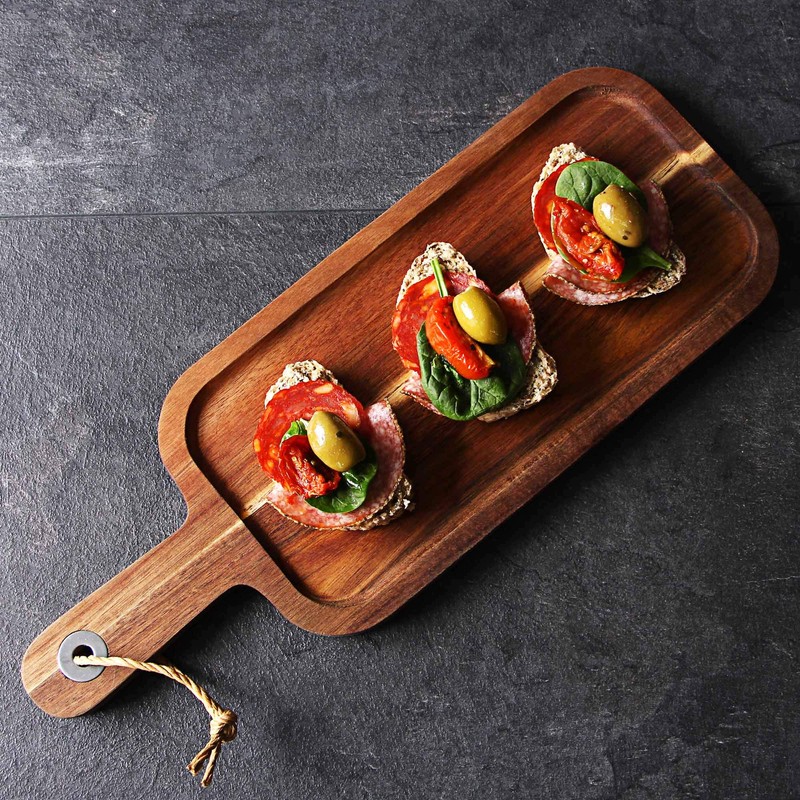 dine@drinkstuff DS42257 Acacia Wood Serving Board 15 x 41cm -