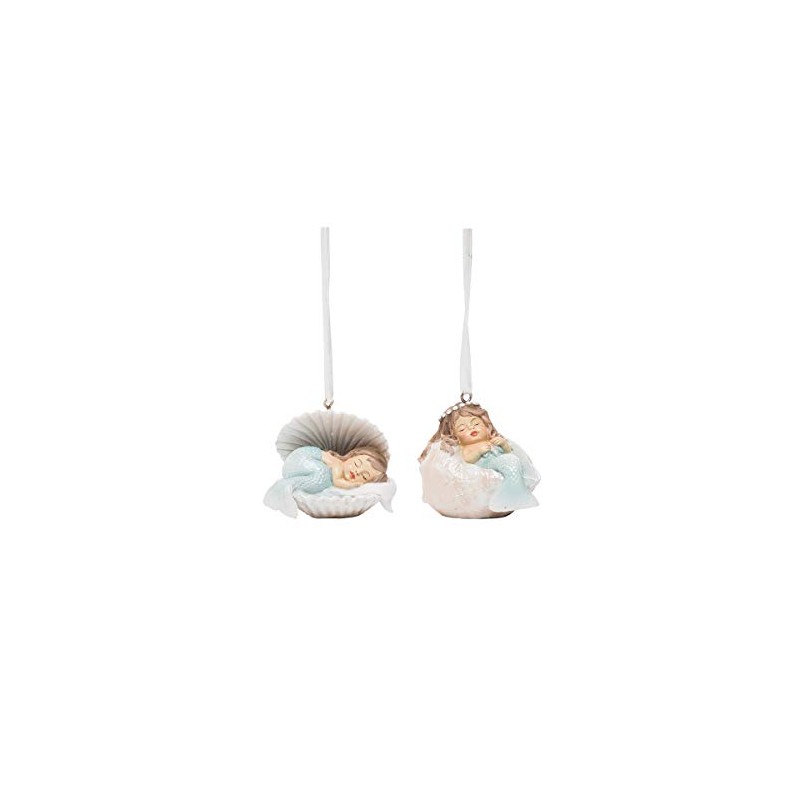 Gallerie II Sleepy Mermaid Ornament Assortment of 2 A/2 Cream