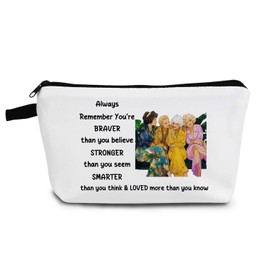 YULUENZE Golden Inspirational Makeup Bag Golden TV Show Fans Small Organizer Zipper Bag You Are Stronger Smarter Than You Think Golden Present for TV Show Fans Women Sisters Friends