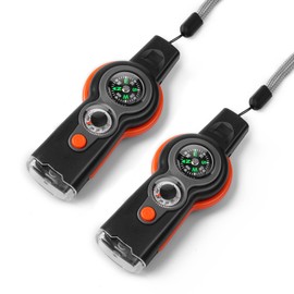 Emergency Survival Function Whistle, Outdoor Multifunctional Tool Safety Whistle with Lanyard, Ideal for Kayaking, Boating, Hiking, Camping, Climbing, Hunting, Fishing, Rescue Signaling (orange 2pcs)