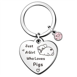 QMVMV Funny Pig Keyring Gifts Animal Lover Gift Just A Girl Who Loves Pigs Pig Lover Gift For Women Girls, Who Loves Pigs Keyring