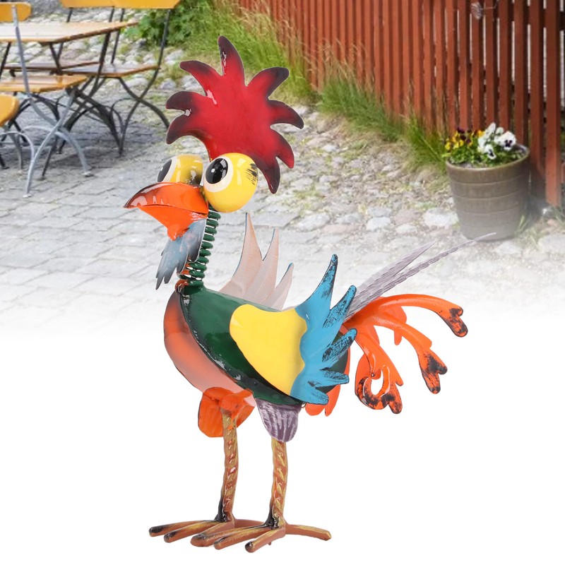 Rooster Statue Figures Ornament Metal Rooster Display Model Toy for