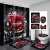 4Pcs Romantic Red Rose Bathroom Shower Curtain Sets, Independence Day