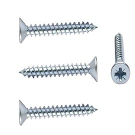 Merriway BH04870 (50 Pcs) Pozi Twinthread CSK Screw, BZP 4 x 1/2 (3.0 x 12) - Pack of 50 Pieces
