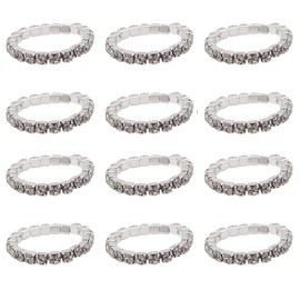 ZAKIA 12pcs Elastic Crystal Toe Ring Mixed Color Wholesale Lot Body Jewelry Pack (Silver)