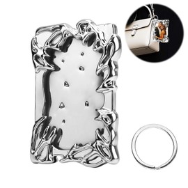 Photocard Holder, Kpop Photocard Holder, Abstract Metal Look Card Holder, Key Ring for Photo Cards, Small Matte Surface, Photo Cards, Accessories, Electroplating, Plastics, Irregular Frame