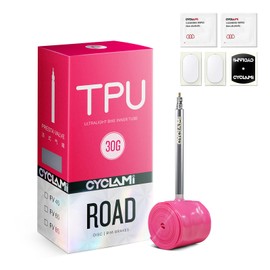 CYCLAMI 1/2PCS TPU Inner Tube 700C,Metal Valve Ultralight 30g Road Bike Inner Tube Compatible with 700x18/23/25/28/30/32C Metal Presta Valve 45/65/85mm (1PC-Presta Valve:65mm)