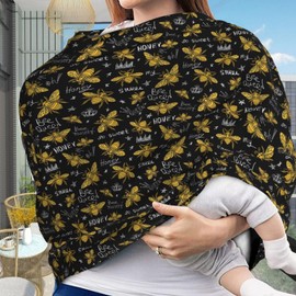 Muishi Honey Bees Baby Car Seat Covers Carseat Canopy Soft Infant Stroller Cover Nursing Breastfeeding Covers for Girls Boys Newborn