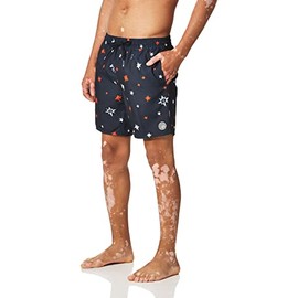 Volcom Men's Standard 17-Inch Elastic Waist Surf Swim Trunks, 4th of July-Navy, X-Large