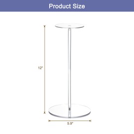sourcing map Acrylic Hat Display Stand 4 Pack 12 Inch Hat and Wig Rack Riser Round Stand for Jewelry Baseball Cap, Fedora Hat, Cowboy Hat - Clear