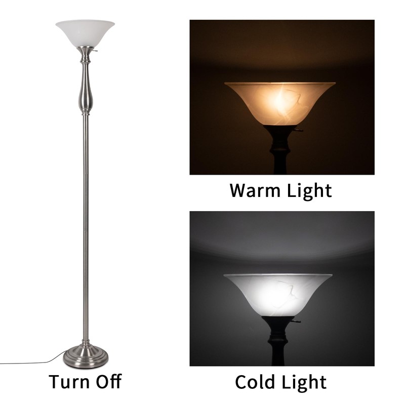 Torchiere Floor Lamp for Living Room, Standing Lamp with White